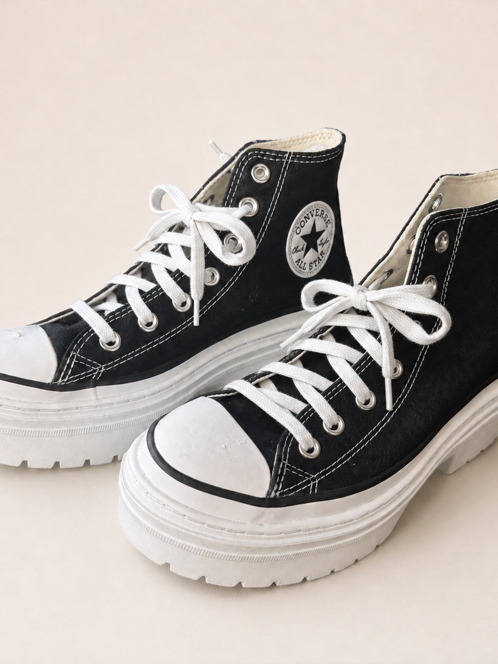 Converse Black Platform High-Top Sneakers Size 7